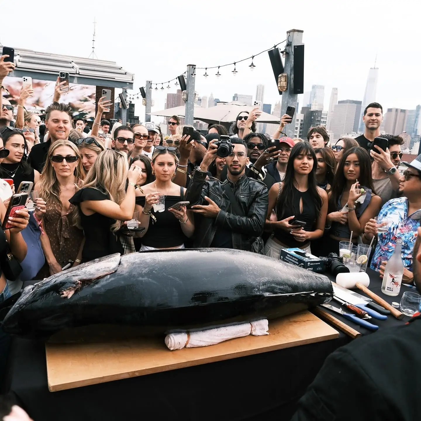 A crowd on a New York rooftop at the WESAKE launch